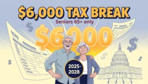 Seniors aged 65 and older celebrating new $6,000 tax deduction under 2025 federal law with income limit rules
